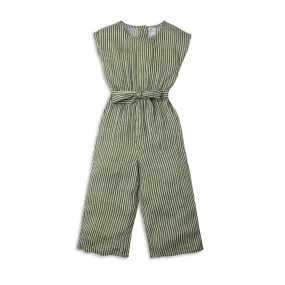 Girl's Regular Fit Striped Jumpsuit