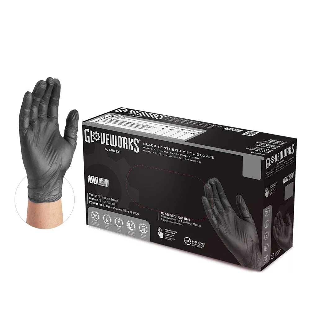 Gloveworks Black Synthetic Vinyl Disposable Gloves