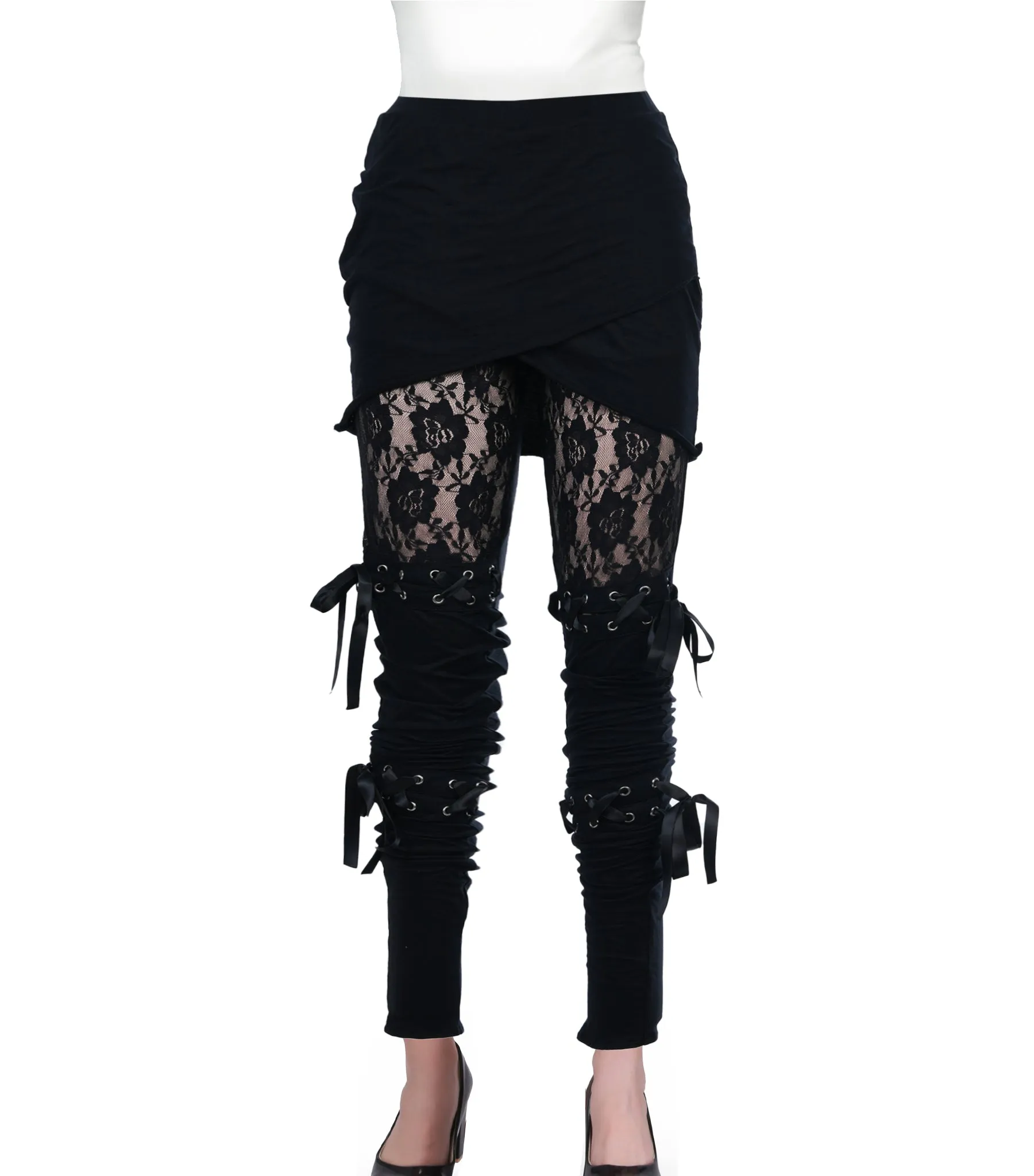 Gothic punk Layered Lace Leggings