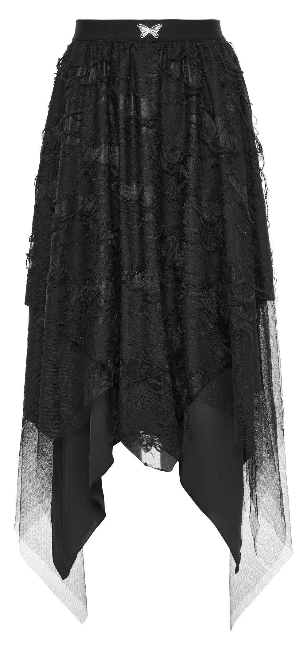 Gothic Ripped Butterfly Asymmetrical Mesh Skirt