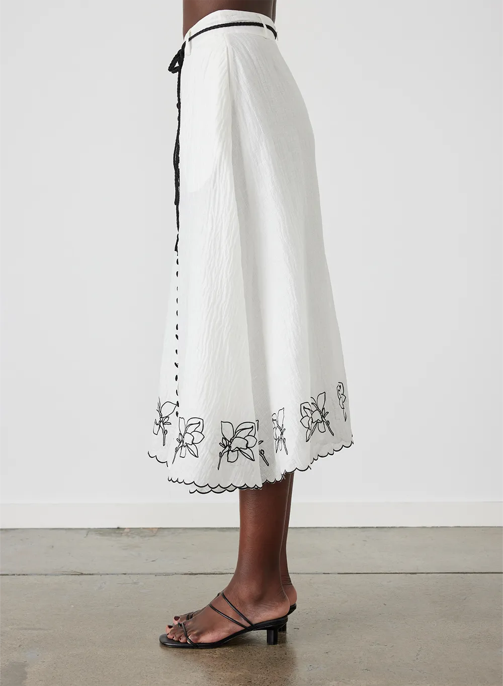 Grace Silk Linen Midi Skirt