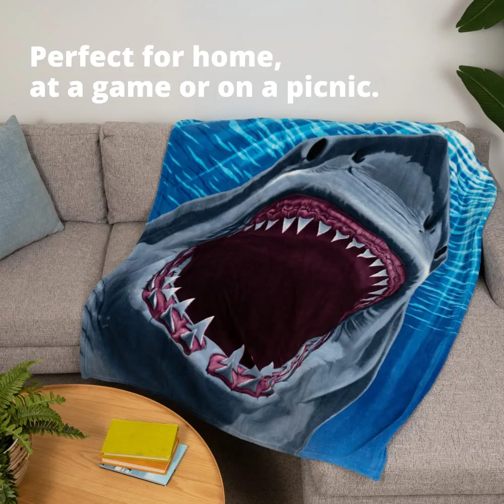 Great White Shark Fleece Blanket For Bed, 50" X 60" Jaws Fleece Throw