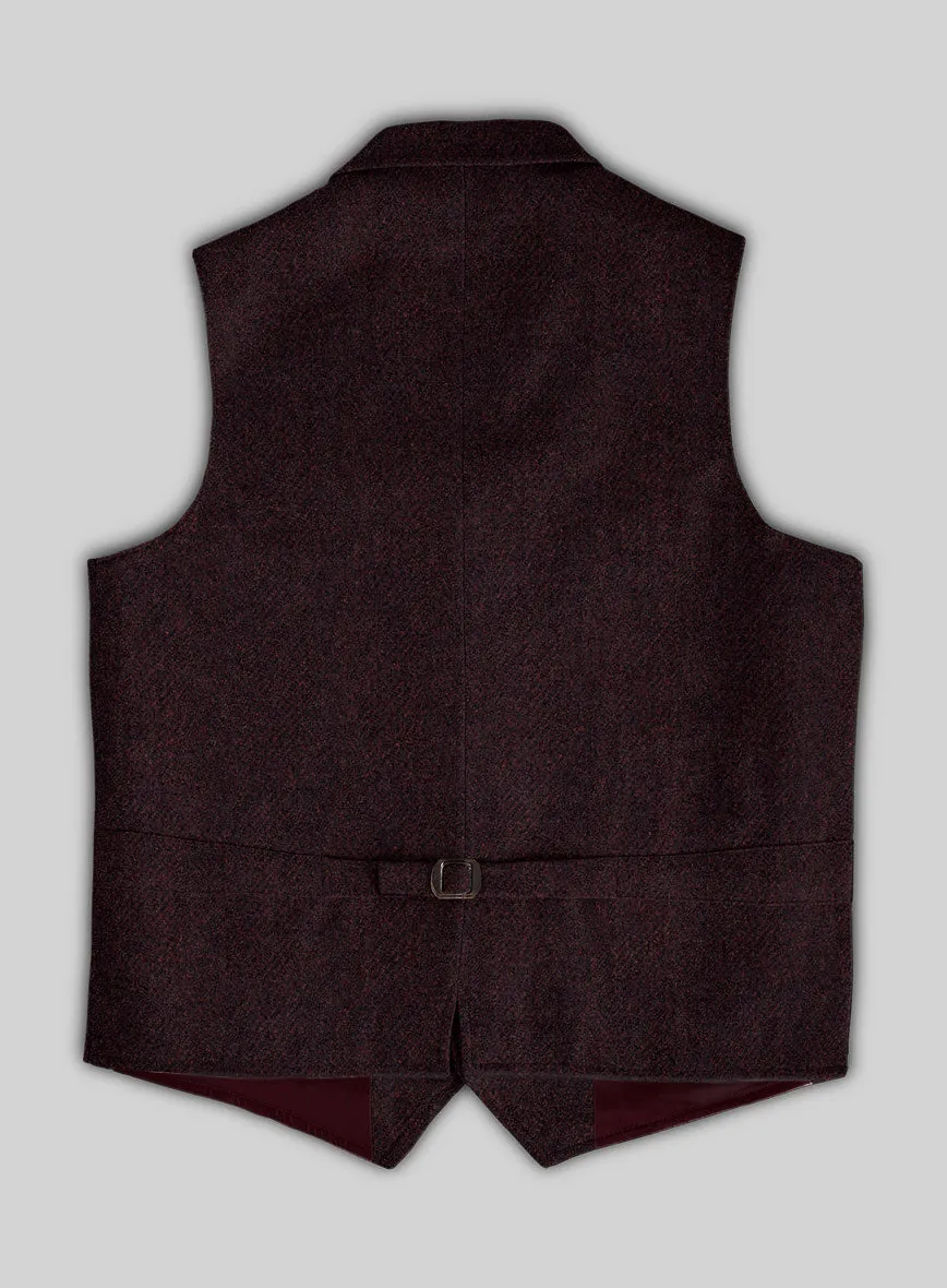 Highlander Heavy Wine Herringbone Tweed Hunting Vest