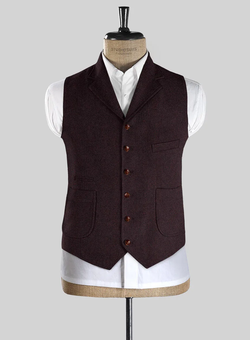 Highlander Heavy Wine Herringbone Tweed Hunting Vest