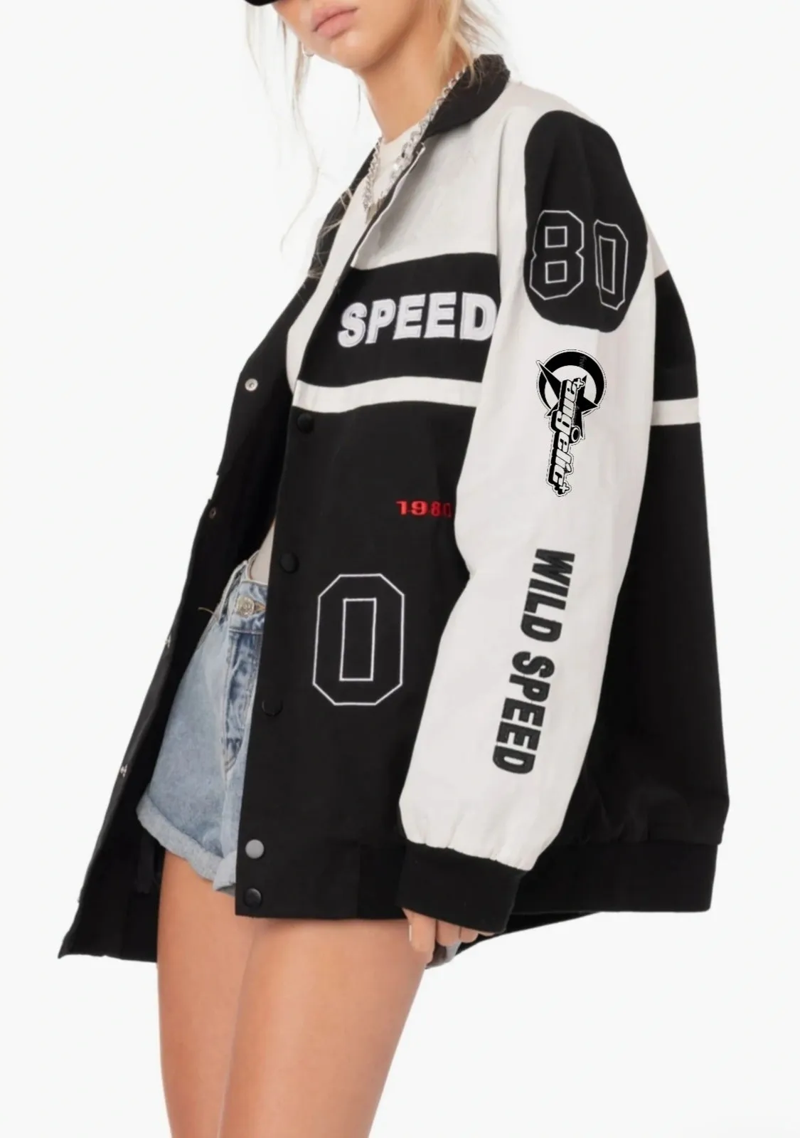 Iconic Biker Racer Printed Jacket For Women Y2K - limited edition