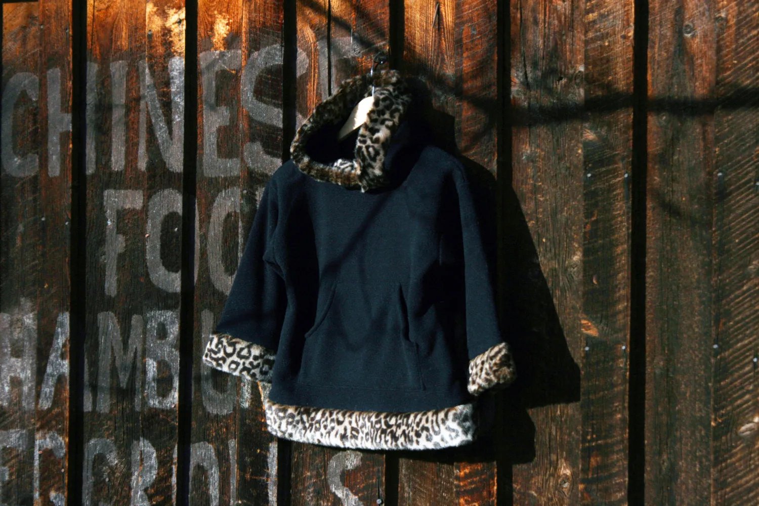 Jacket Hooded Pullover Sweatshirt Fleece Faux Fur Leopard Cheetah