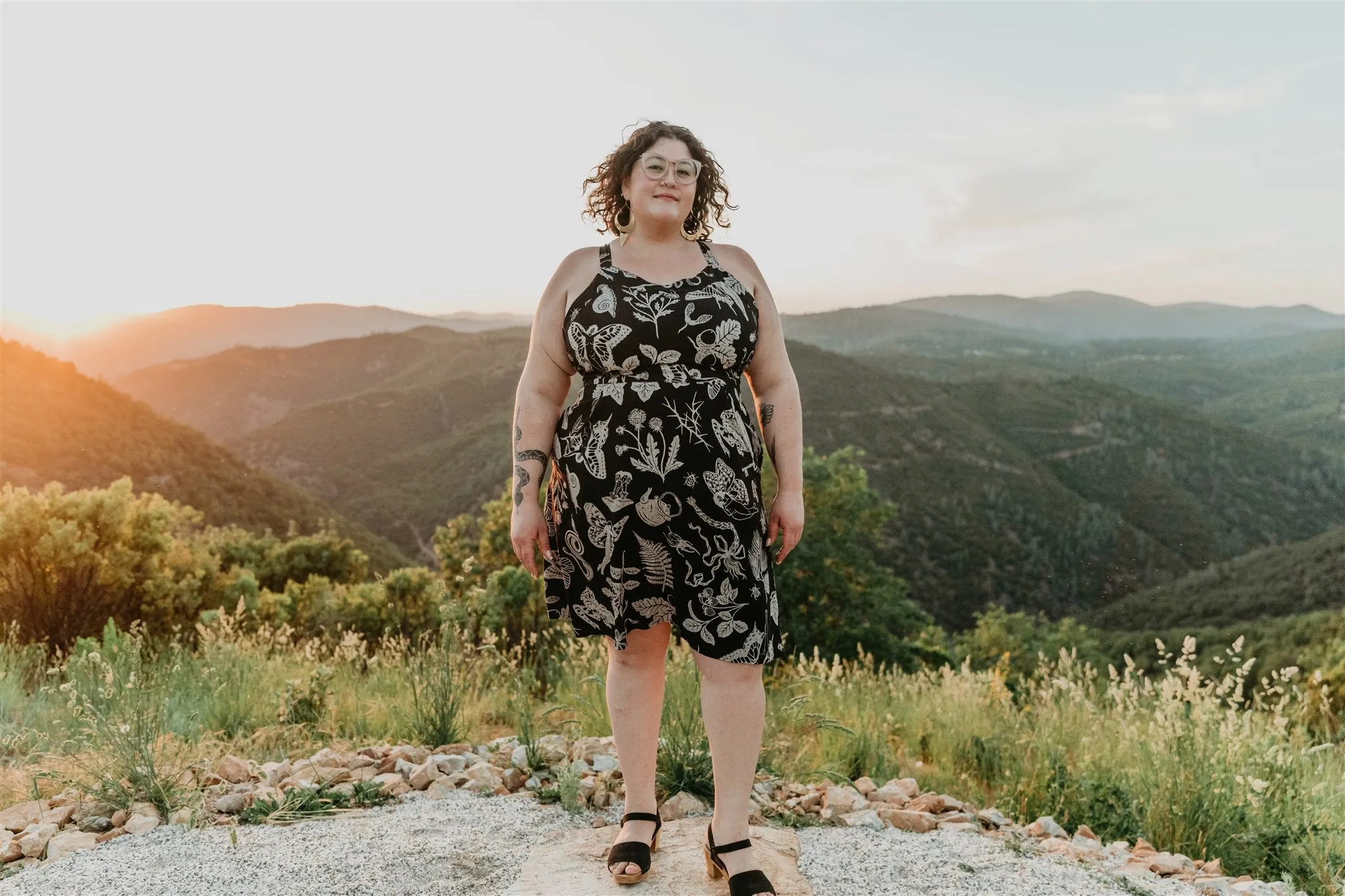 Juniper Dress in Black Woodland Wonder