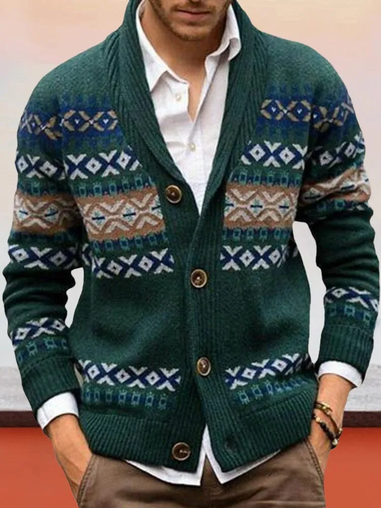 Knitted cardigan long-sleeved jacquard sweater