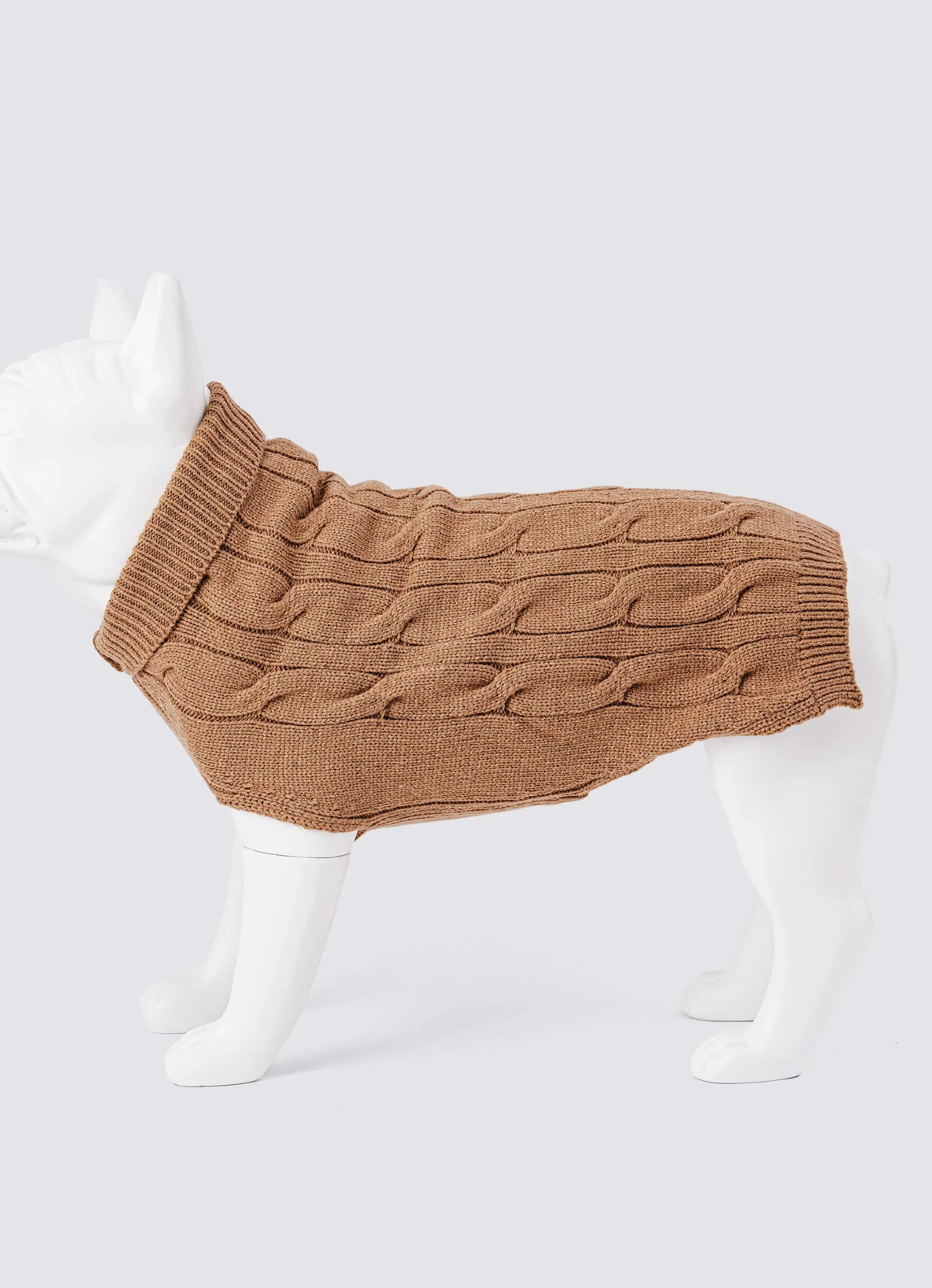 Knitted Dog Jumper - Camel