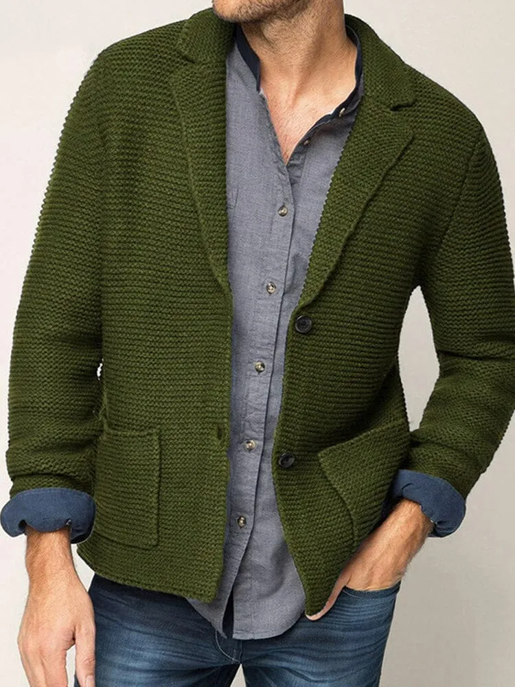 Lapel Knit Cardigan Sweater