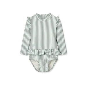 Liewood Sille Baby Seersucker SwimSuit | Y/D Stripe: Sea Blue/WhIte