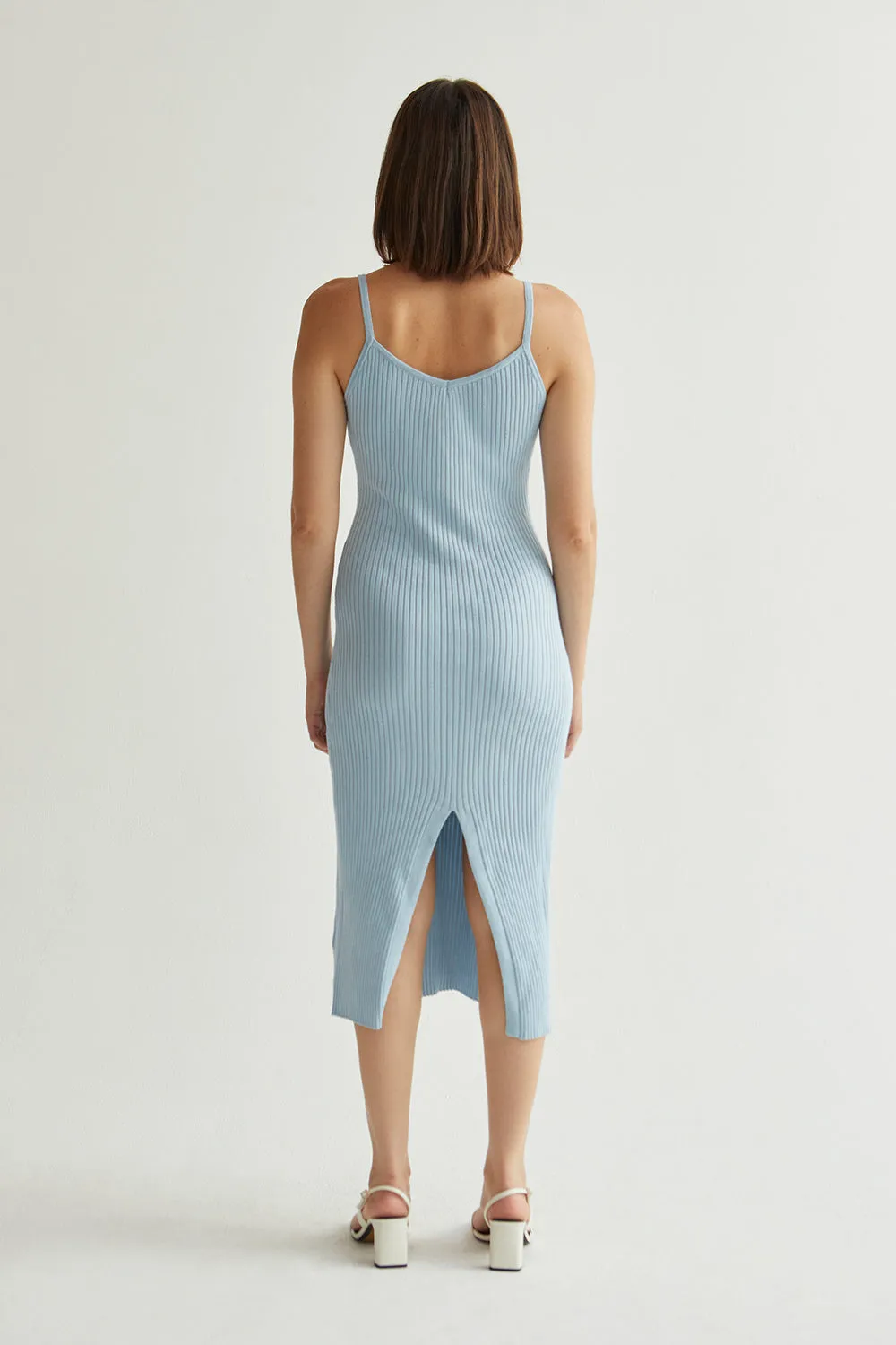 Light Blue Knit Midi Dress