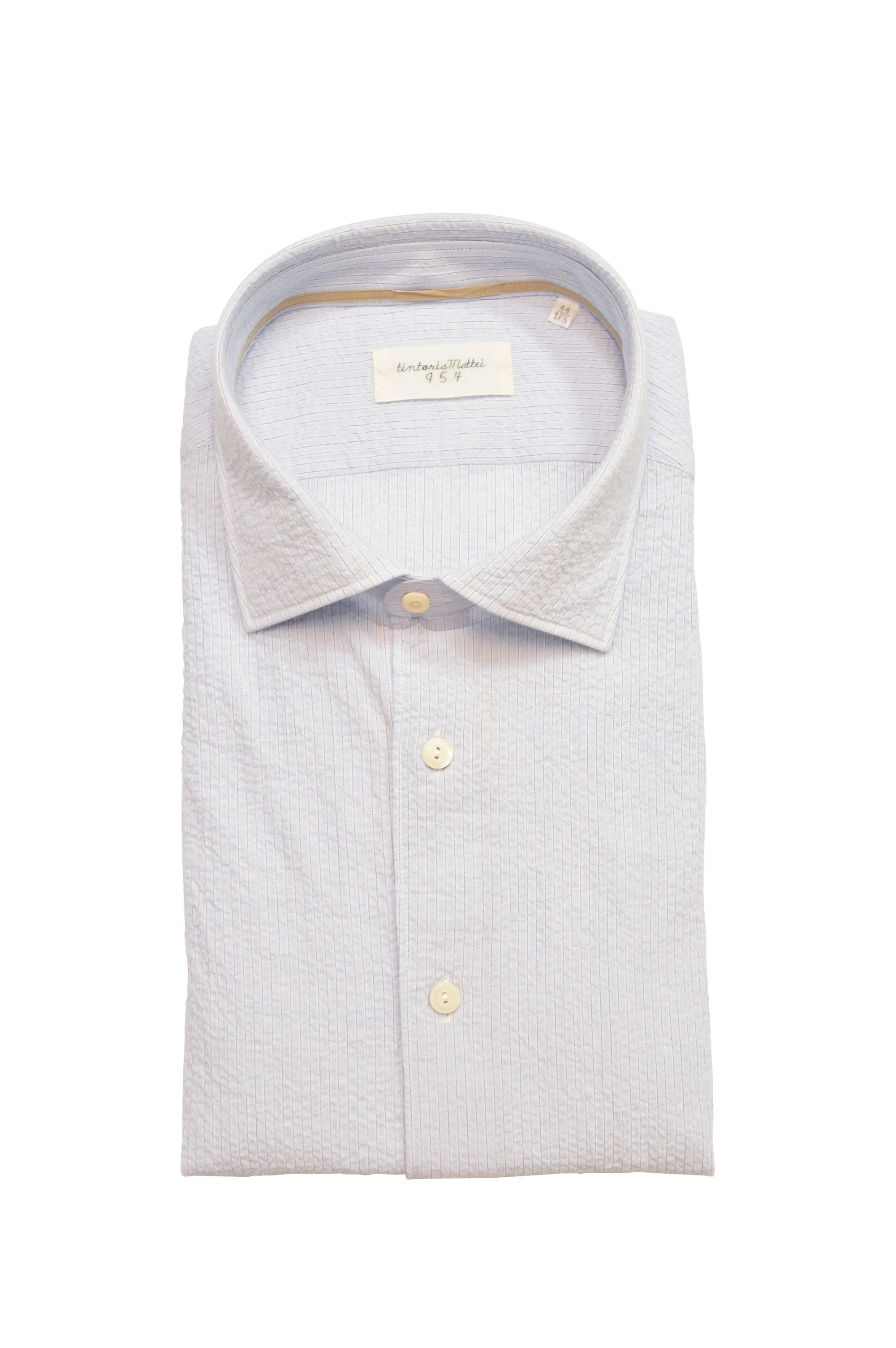 LIGHT BLUE STRETCH SEERSUCKER WIDE PIN SHIRT