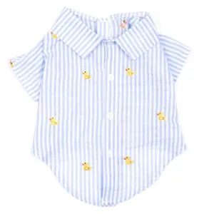 Light Blue Stripe Rubber Duck Dog Shirt