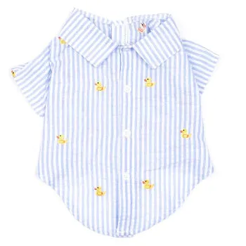 Light Blue Stripe Rubber Duck Dog Shirt