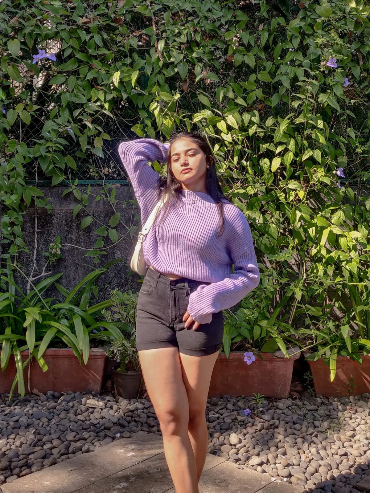 Light lilac knitted oversized jumper