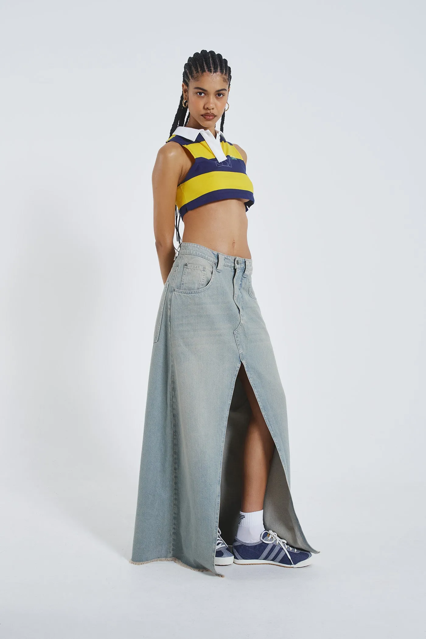 Light Wash Denim Colossus Maxi Skirt