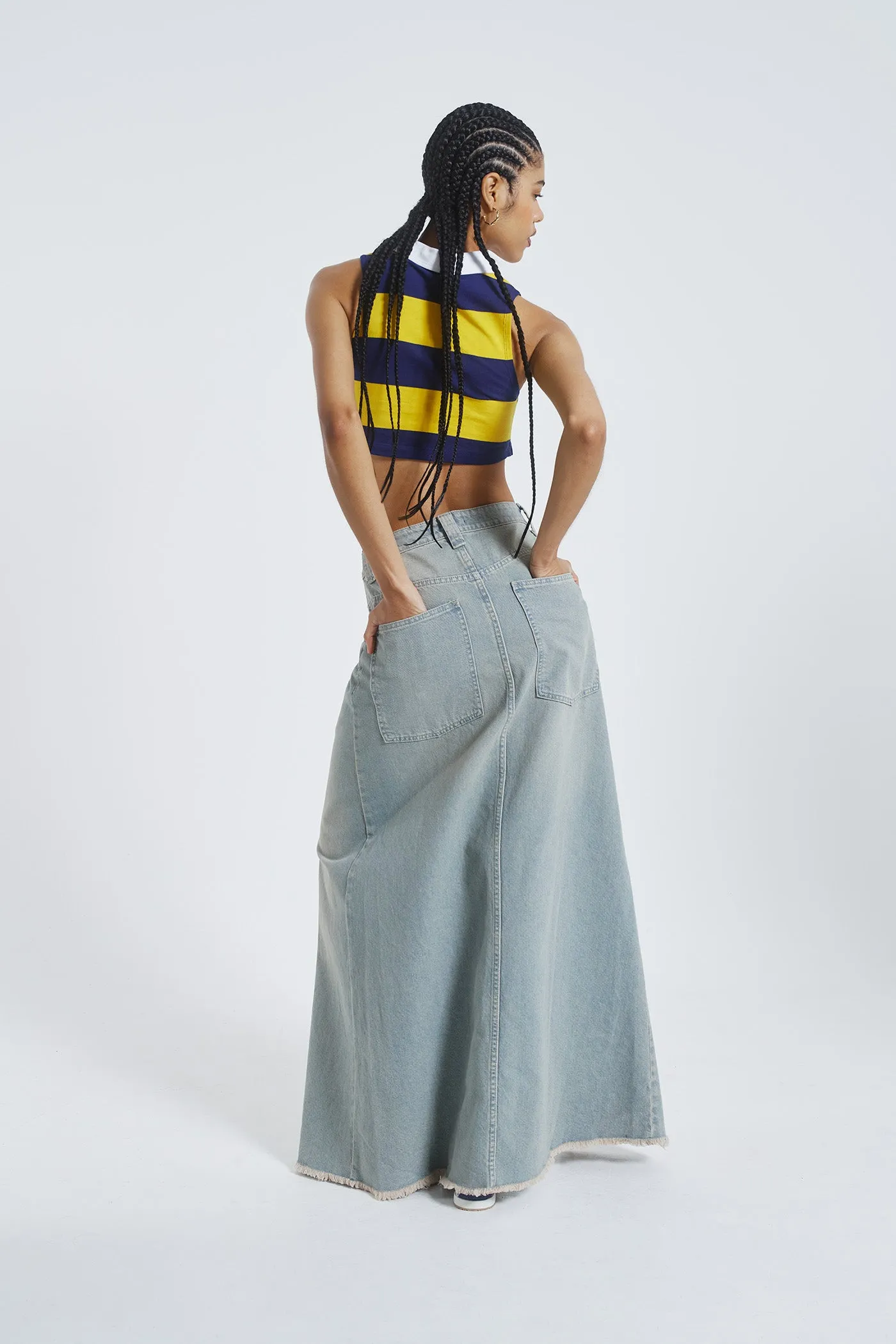 Light Wash Denim Colossus Maxi Skirt