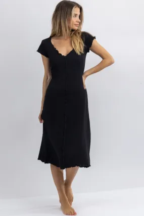 LULA BLACK MERROW EDGE MIDI DRESS *BACK IN STOCK*