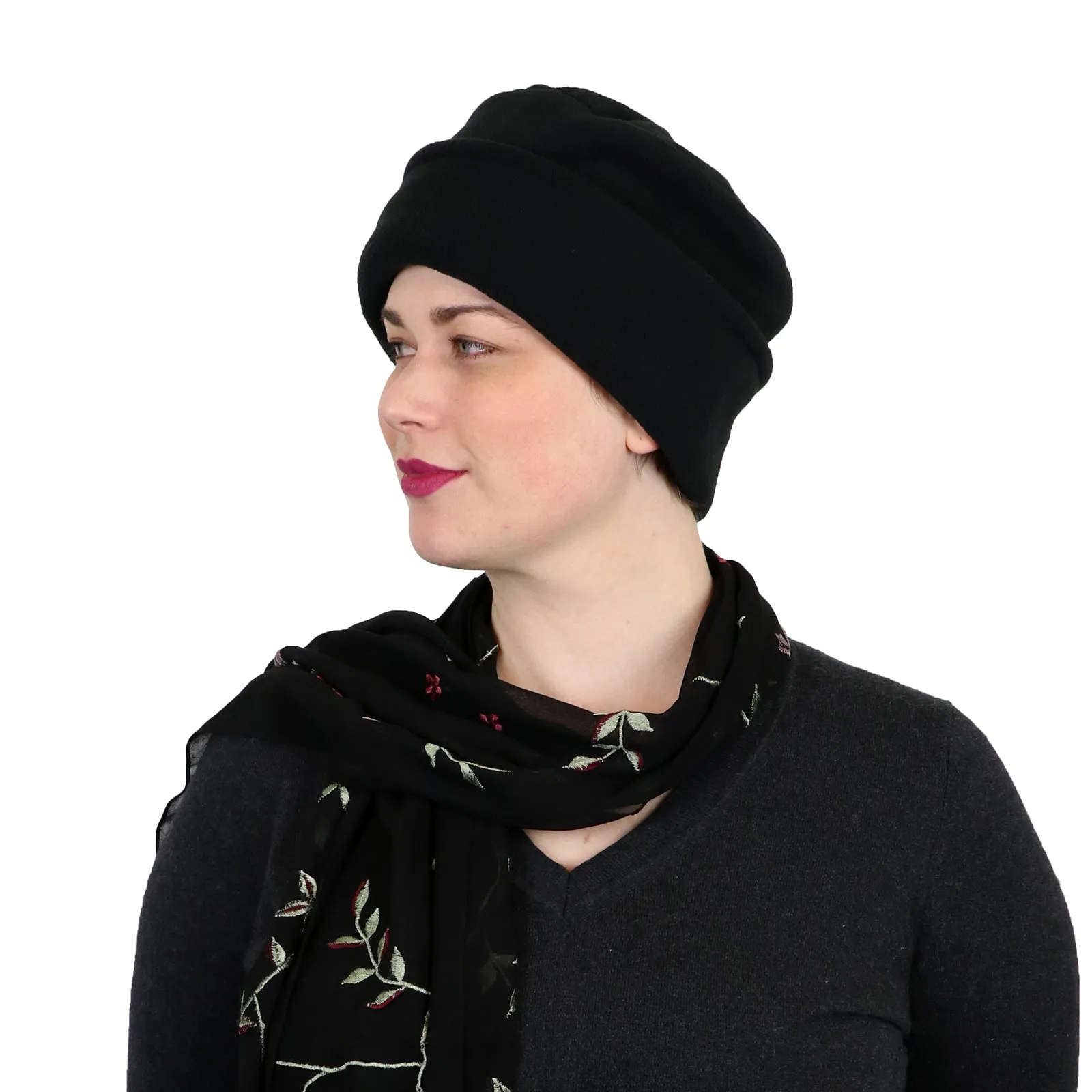 Luxury Fleece Pillbox Hat for Women Chemo Hat