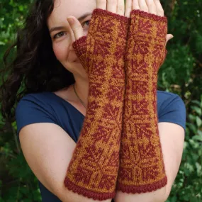 Maple Fall Fingerless Gloves Knitting Pattern (PDF) by Phibersmith Designs