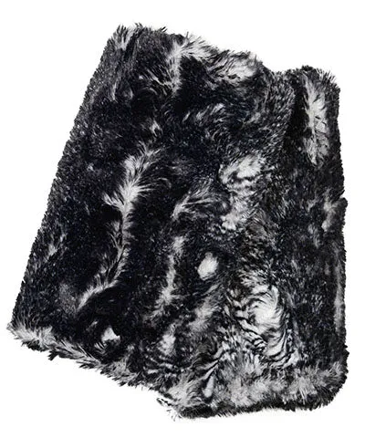 Men's Fingerless / Texting Gloves, Reversible - Luxury Faux Fur in Black Mamba