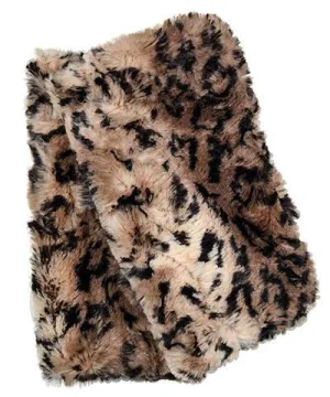 Men's Fingerless / Texting Gloves, Reversible - Luxury Faux Fur in Carpathian Lynx