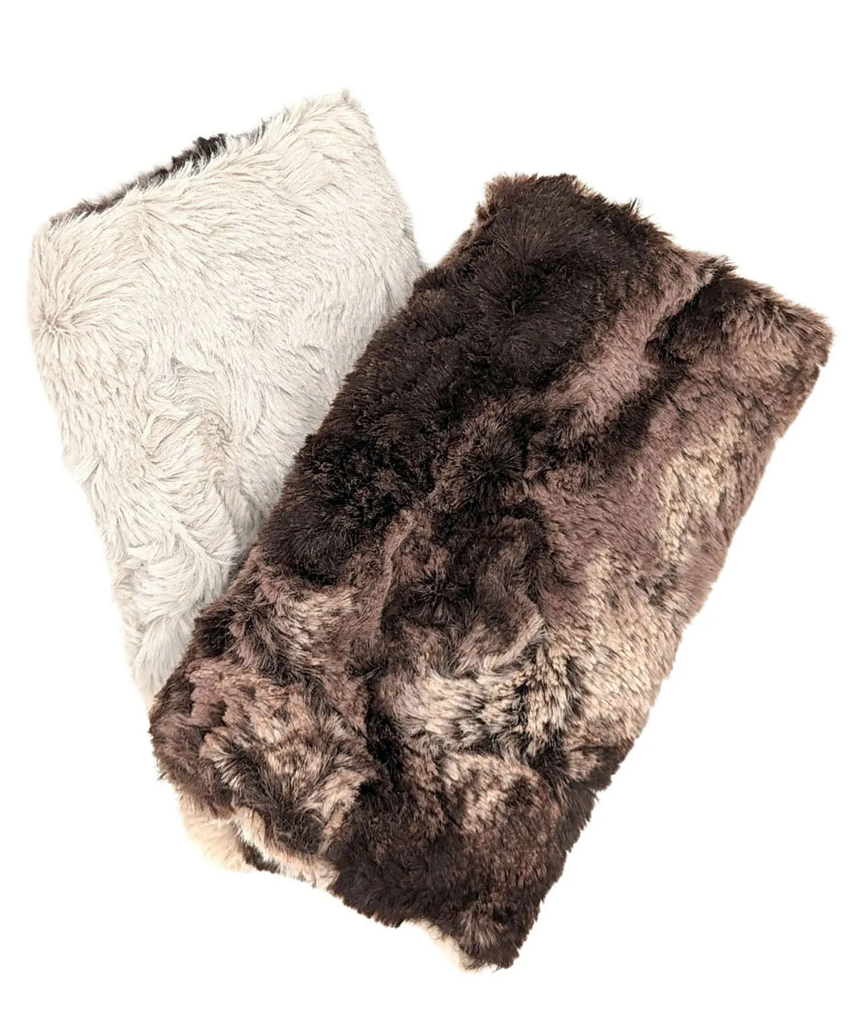 Men's Fingerless / Texting Gloves, Reversible - Luxury Faux Fur in Mocha