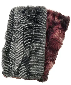 Men's Fingerless / Texting Gloves, Reversible - Luxury Faux Fur in Nightshade & Thistle - Sold Out!