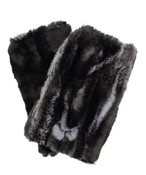 Men's Fingerless / Texting Gloves, Reversible - Luxury Faux Furs in Marble Dune