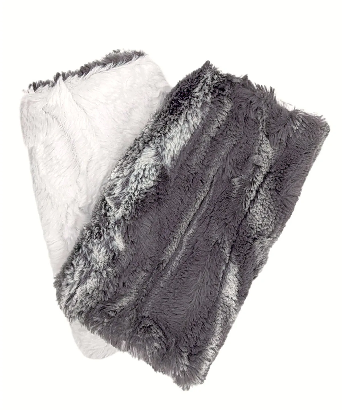 Men's Fingerless / Texting Gloves, Reversible - Luxury Faux Furs in Marble Dune