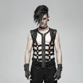 Men's Punk Faux Leather Hollowed-Out Vest