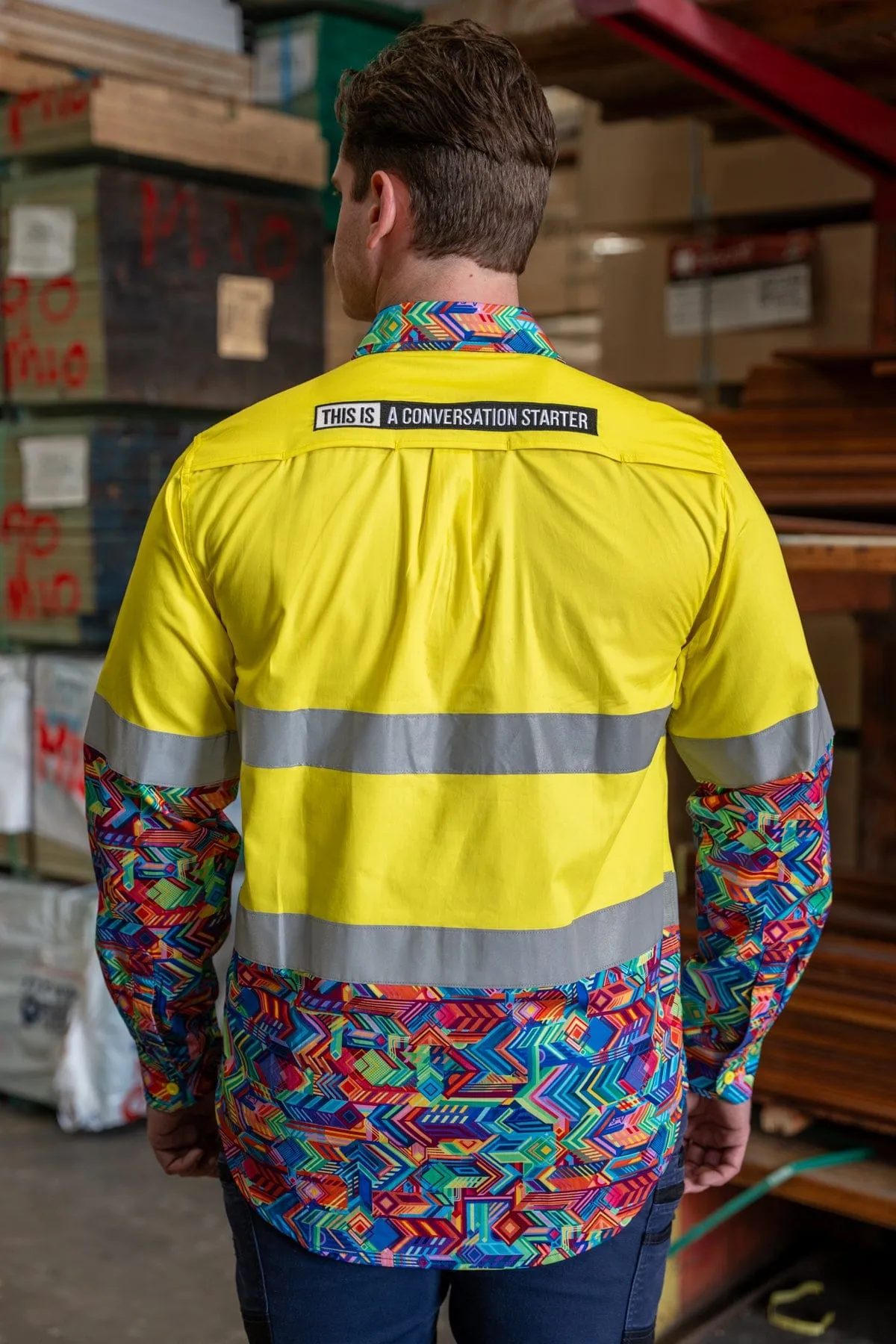 Men's Watts Up Yellow Day/Night Hi Vis Full Button Workshirt