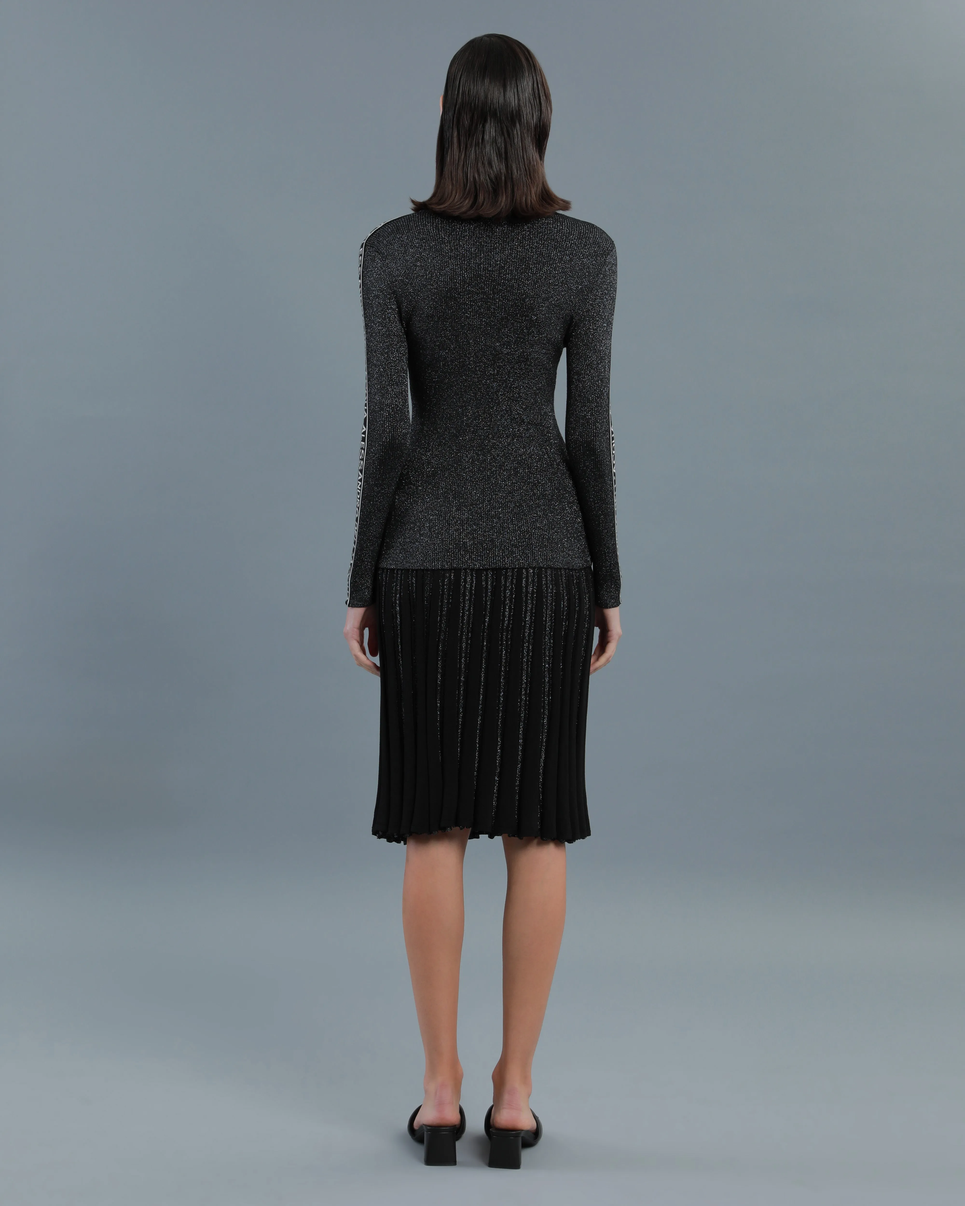 Metallic Knitted Pleated Skirt