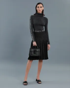 Metallic Knitted Pleated Skirt