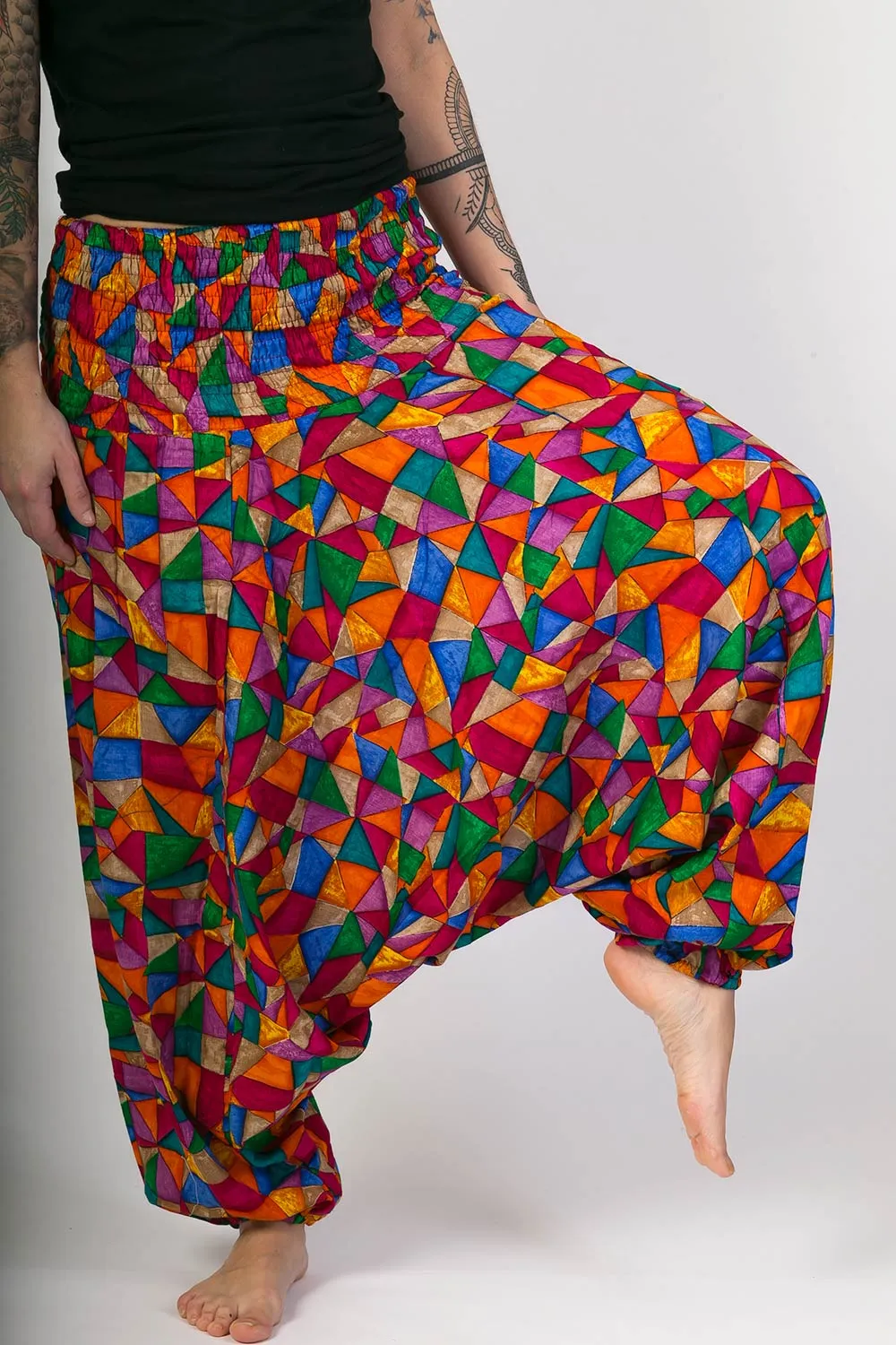 Multi Colour Print Cotton Harem Yoga Jumpsuit Pants