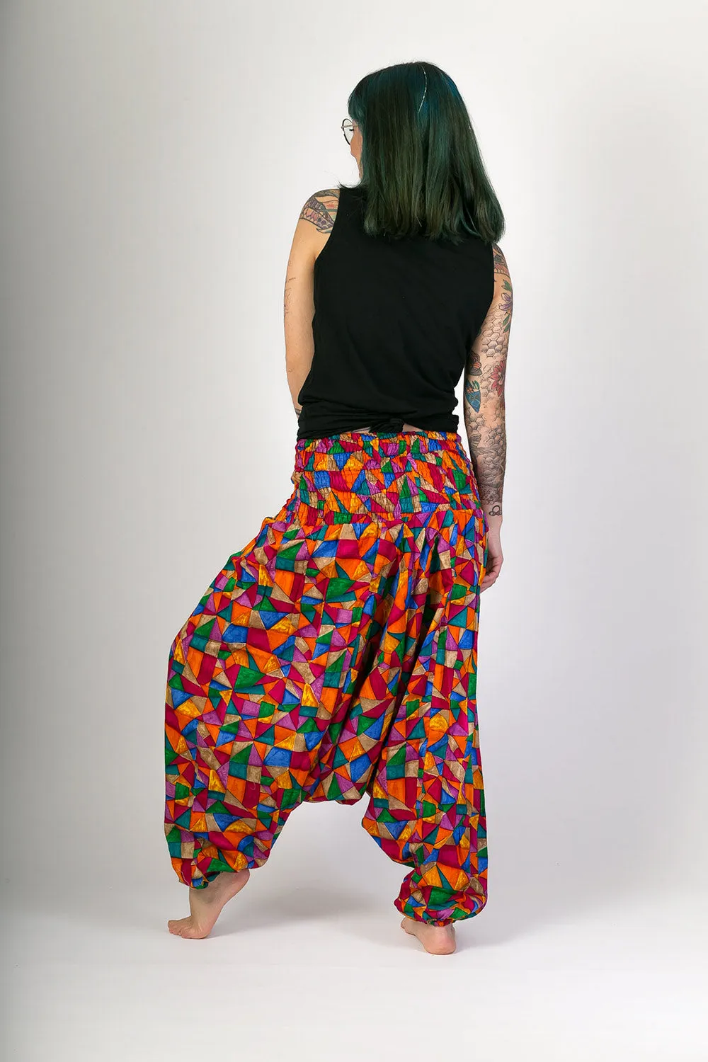 Multi Colour Print Cotton Harem Yoga Jumpsuit Pants