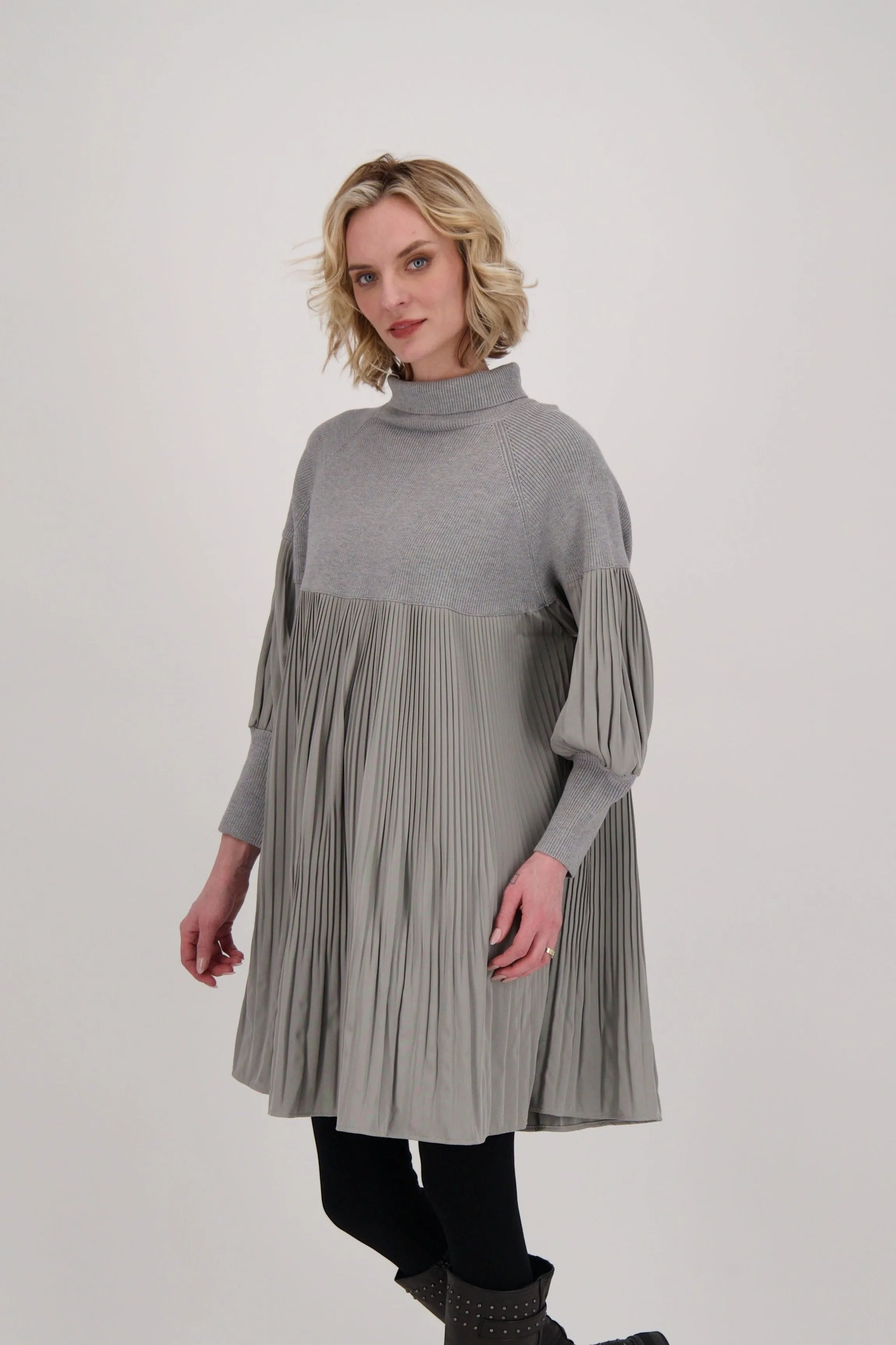 Multi Media Knit Pleated Dress