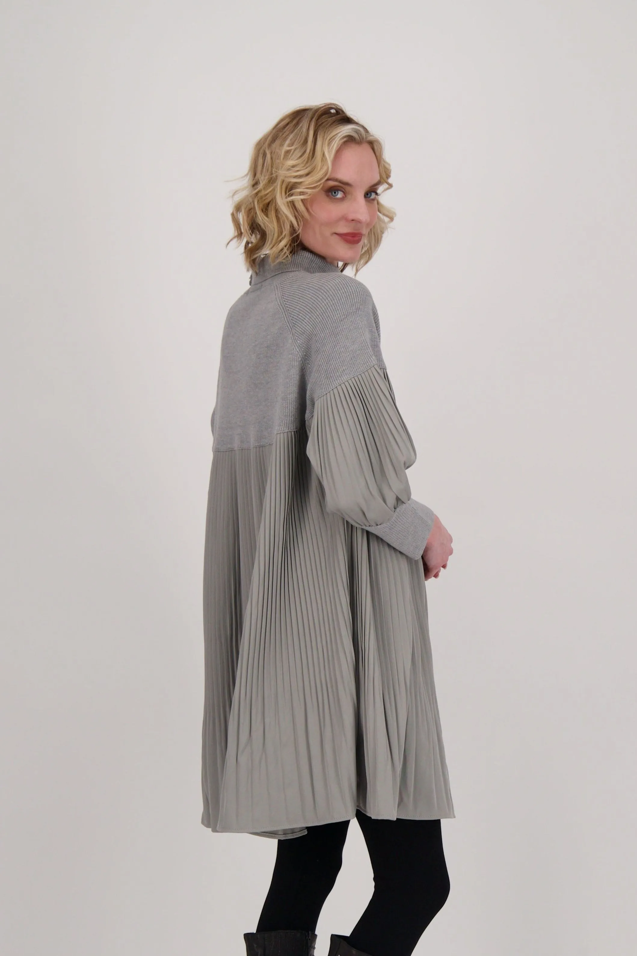 Multi Media Knit Pleated Dress