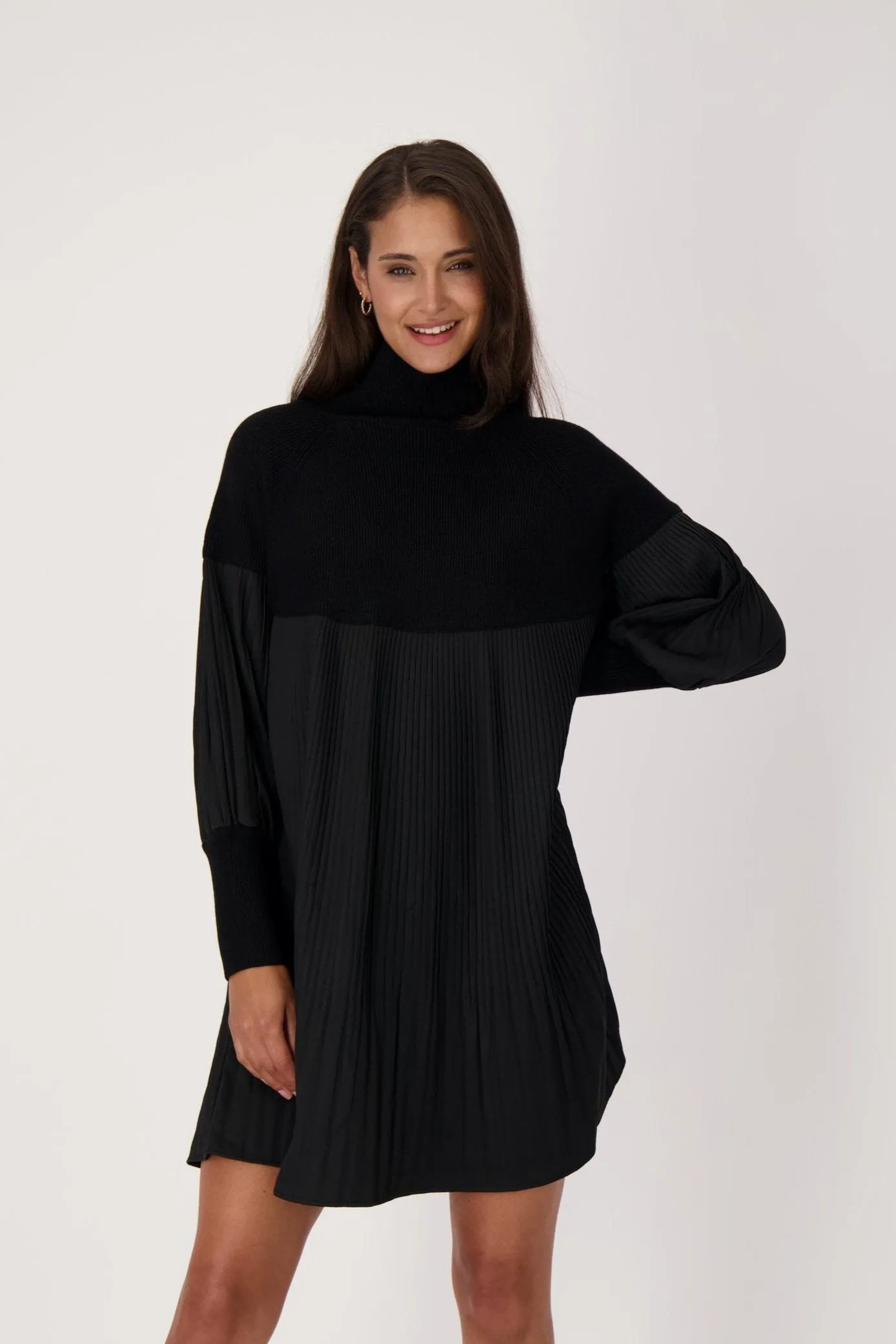 Multi Media Knit Pleated Dress