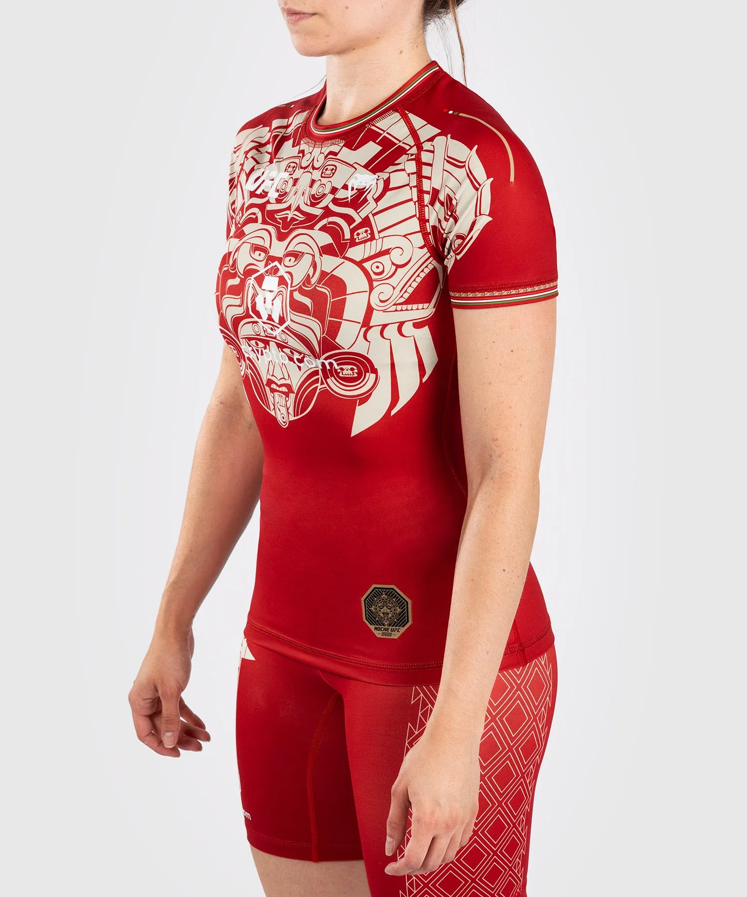 Noche UFC By Venum Authentic Fight Night Women’s Performance Short Sleeve Rashguard - Red