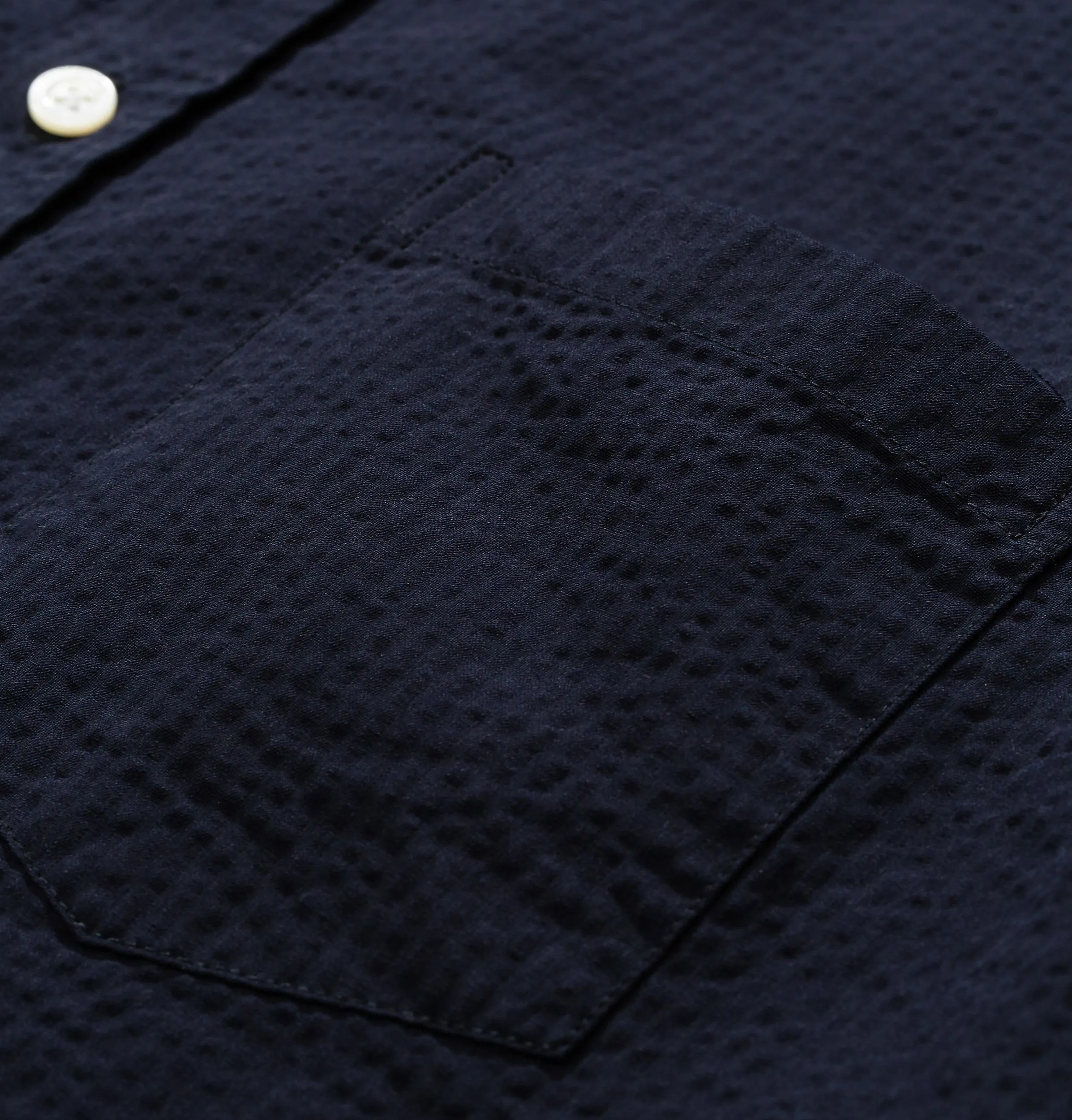 Norse Projects Osvald Seersucker Short Sleeve Shirt – Dark Navy