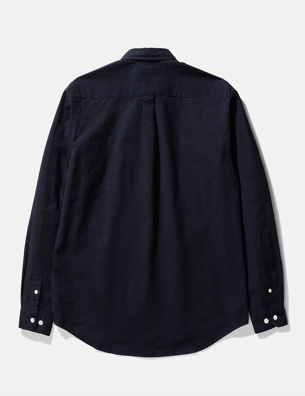 Norse Projects Thorsten Seersucker Shirt - Dark Navy Blue