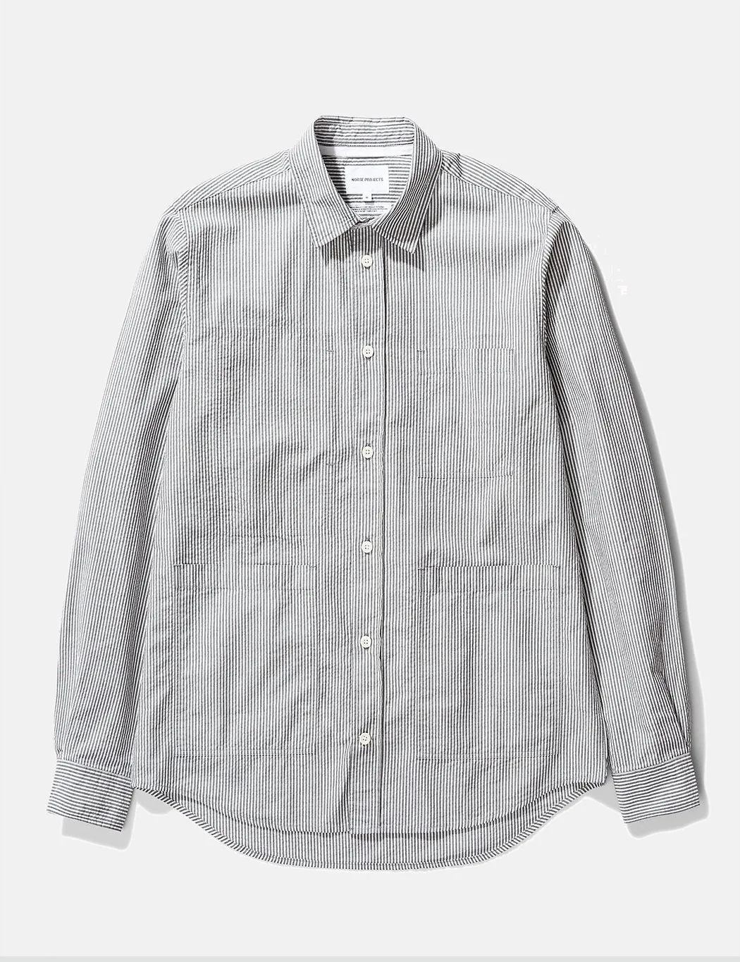 Norse Projects Thorsten Seersucker Shirt - Navy Stripe