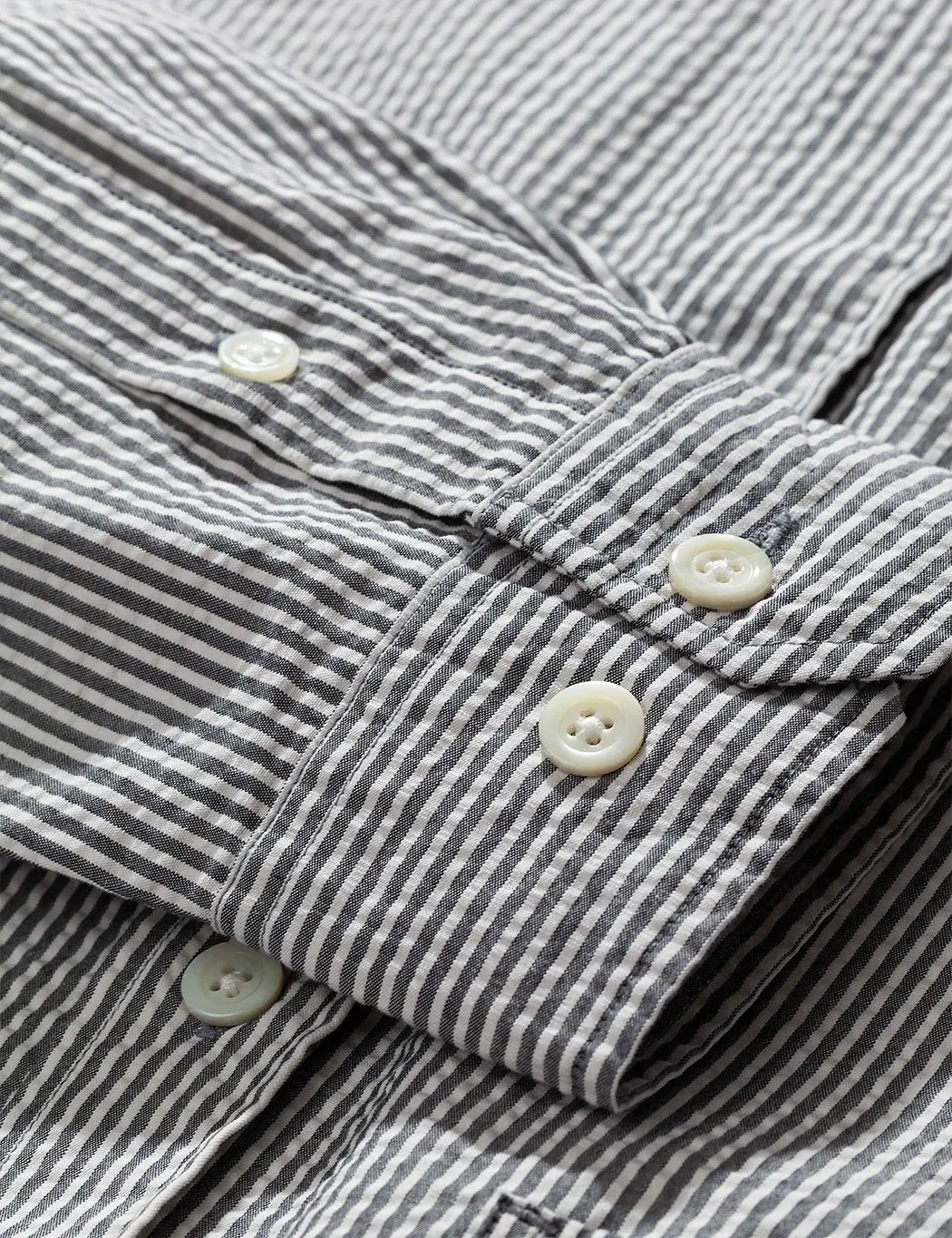 Norse Projects Thorsten Seersucker Shirt - Navy Stripe