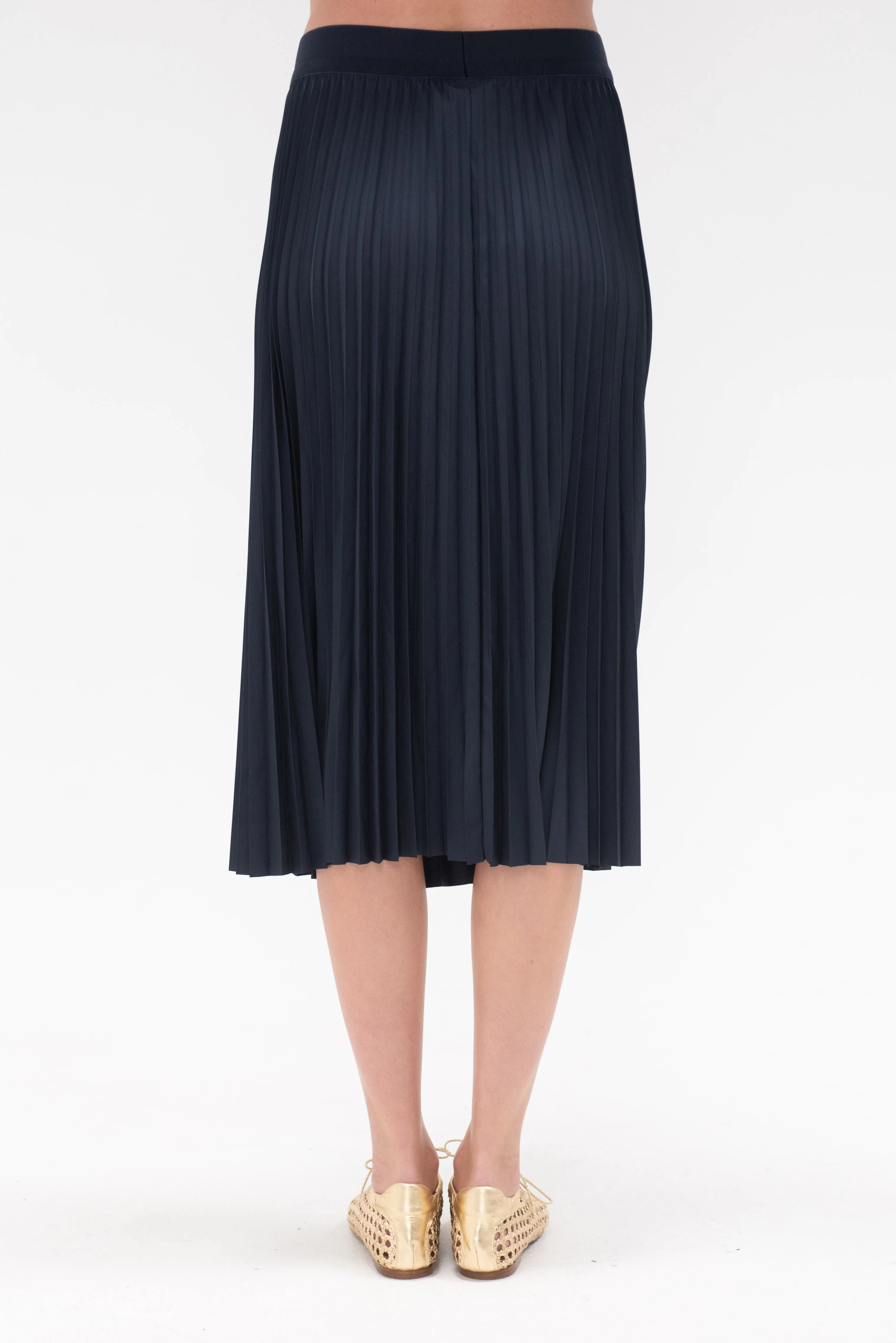 Nylon Pleating Sunray Pull On Skirt, Navy