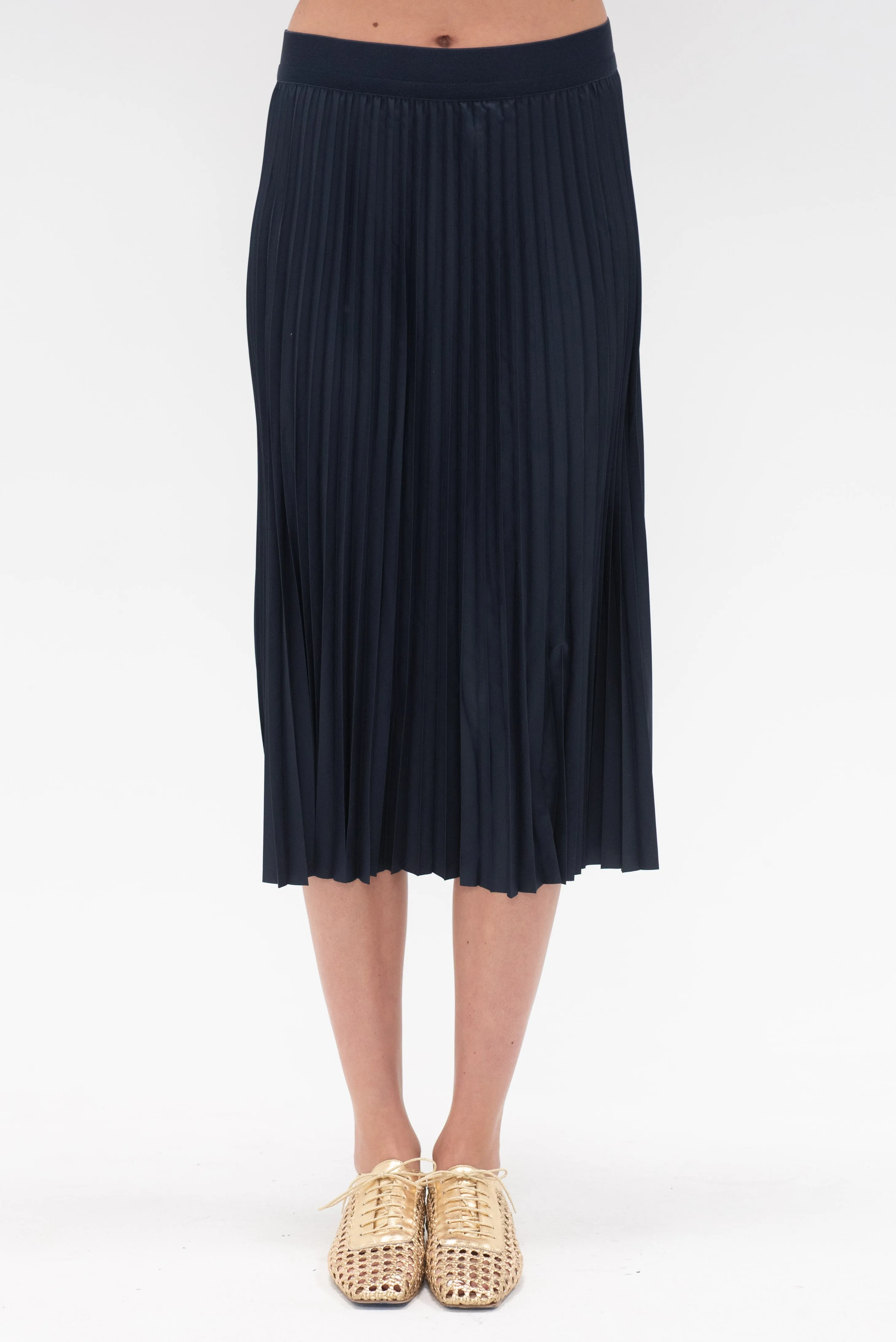 Nylon Pleating Sunray Pull On Skirt, Navy