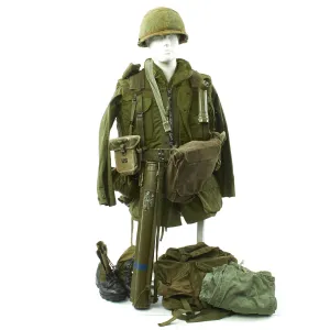 Original U.S. Vietnam War Infantryman Fatigue Uniform and M-56 Gear Set with M72 A2 LAW Light Anti-Tank Weapon