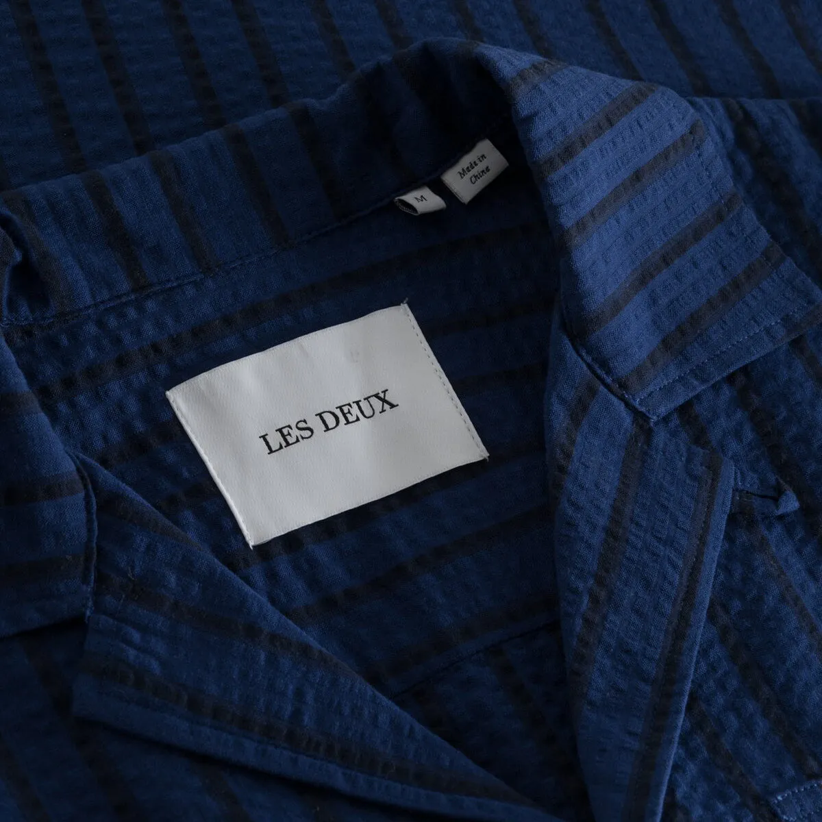 Osmund Seersucker S/S Shirt - Blueprint/Dark Navy