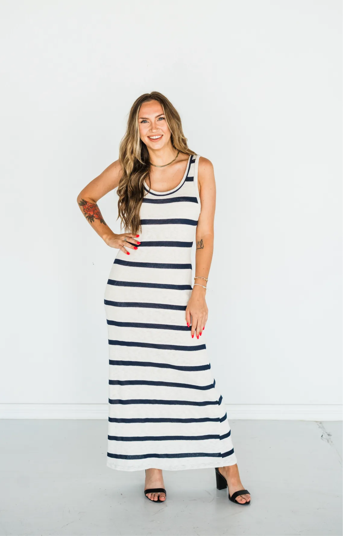 Out for the Day Navy Stripe Maxi Dress